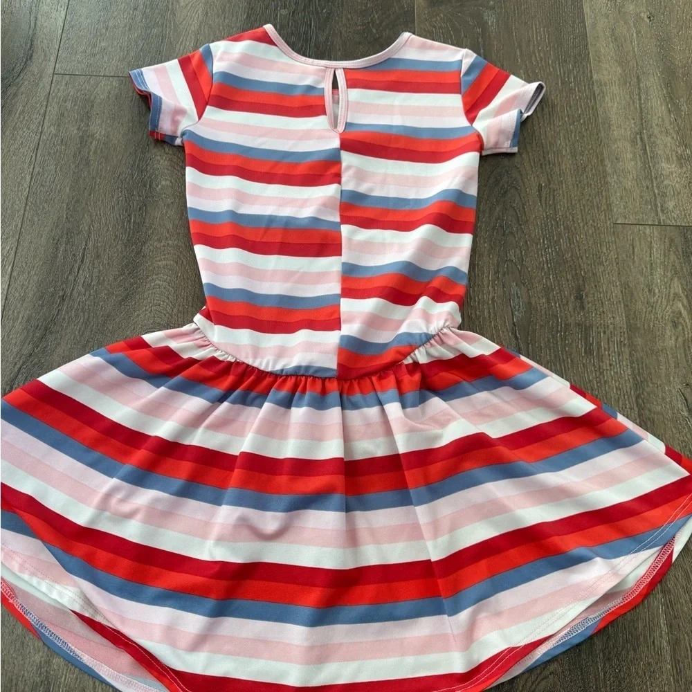 Dot Dot Smile Red and Blue Striped Kids Dress